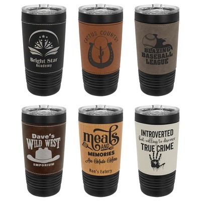 Polar Camel 20oz Black + Leatherette Stainless Steel Tumbler